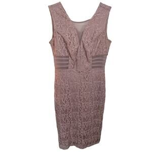 3445) Enfocus Studio Sleeveless Rise Gold Lace  Sequin Dress Size 4
